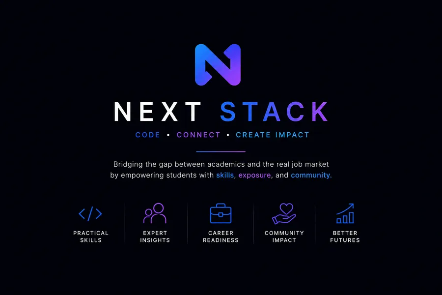Next Stack brand presentation: Code, Connect, Create Impact